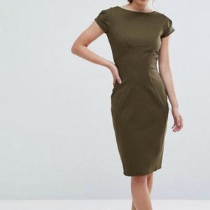 Closet London NWoT Cap Sleeve Pencil Dress Green